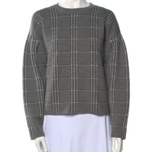 Maje Mission Grid Pattern Wool Blend Sweater
